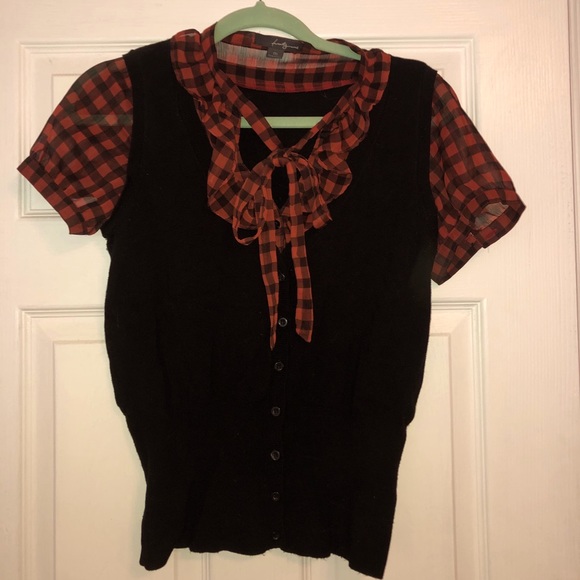 Buffalo Check Faux-Layered Sweater - Picture 1 of 2